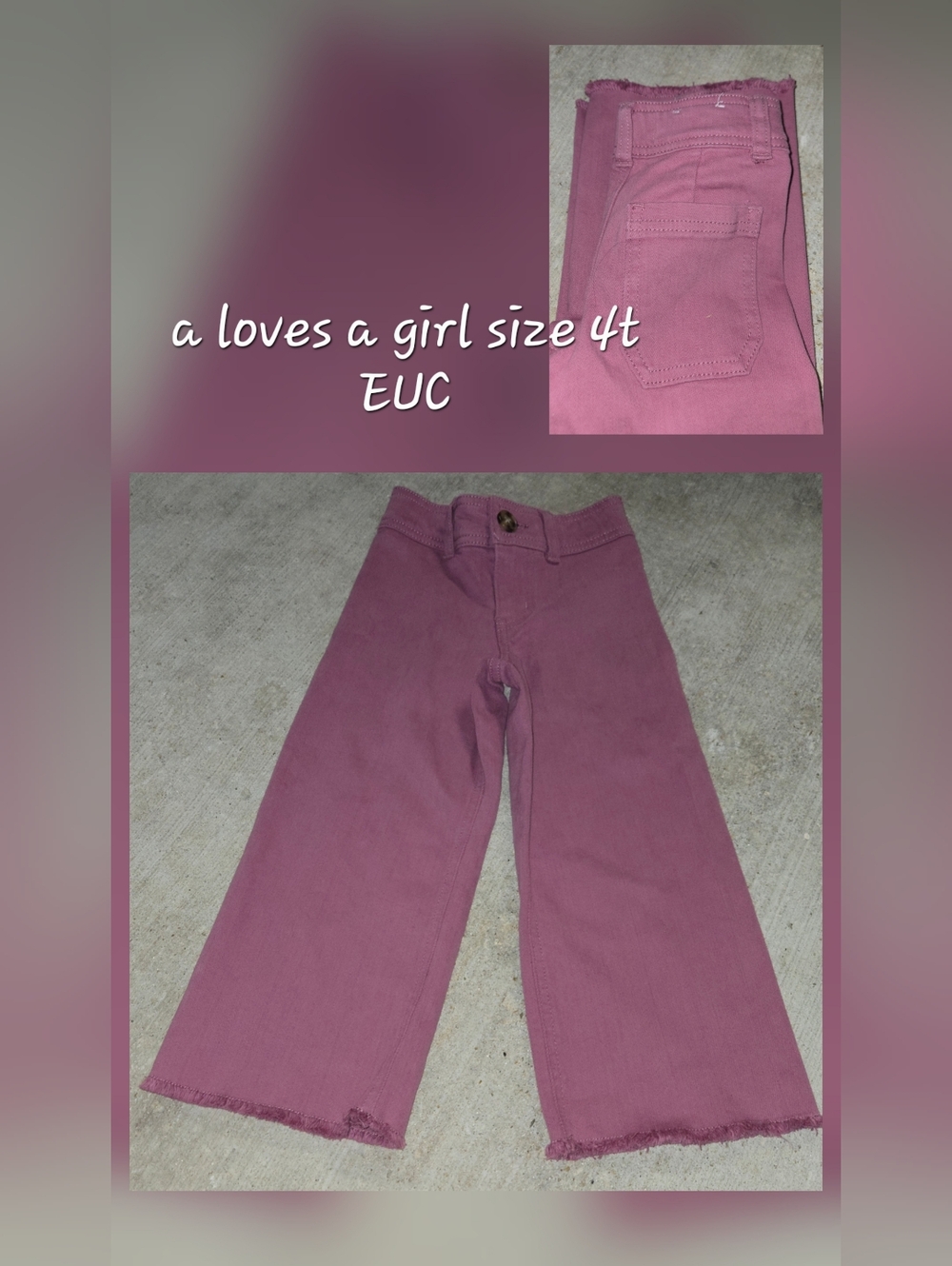 Girls' Wide-Leg Pants in Mauve - Size 4T